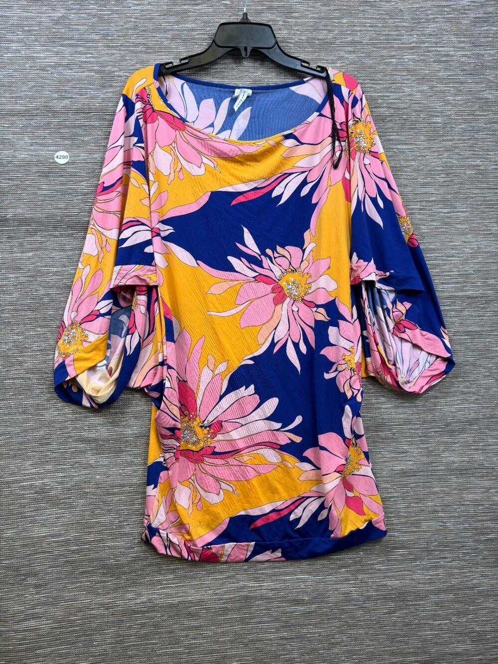 Trina Turk Gemini Beach Tunic Dress Cover Up Womens Size XL Multicolor Kimono